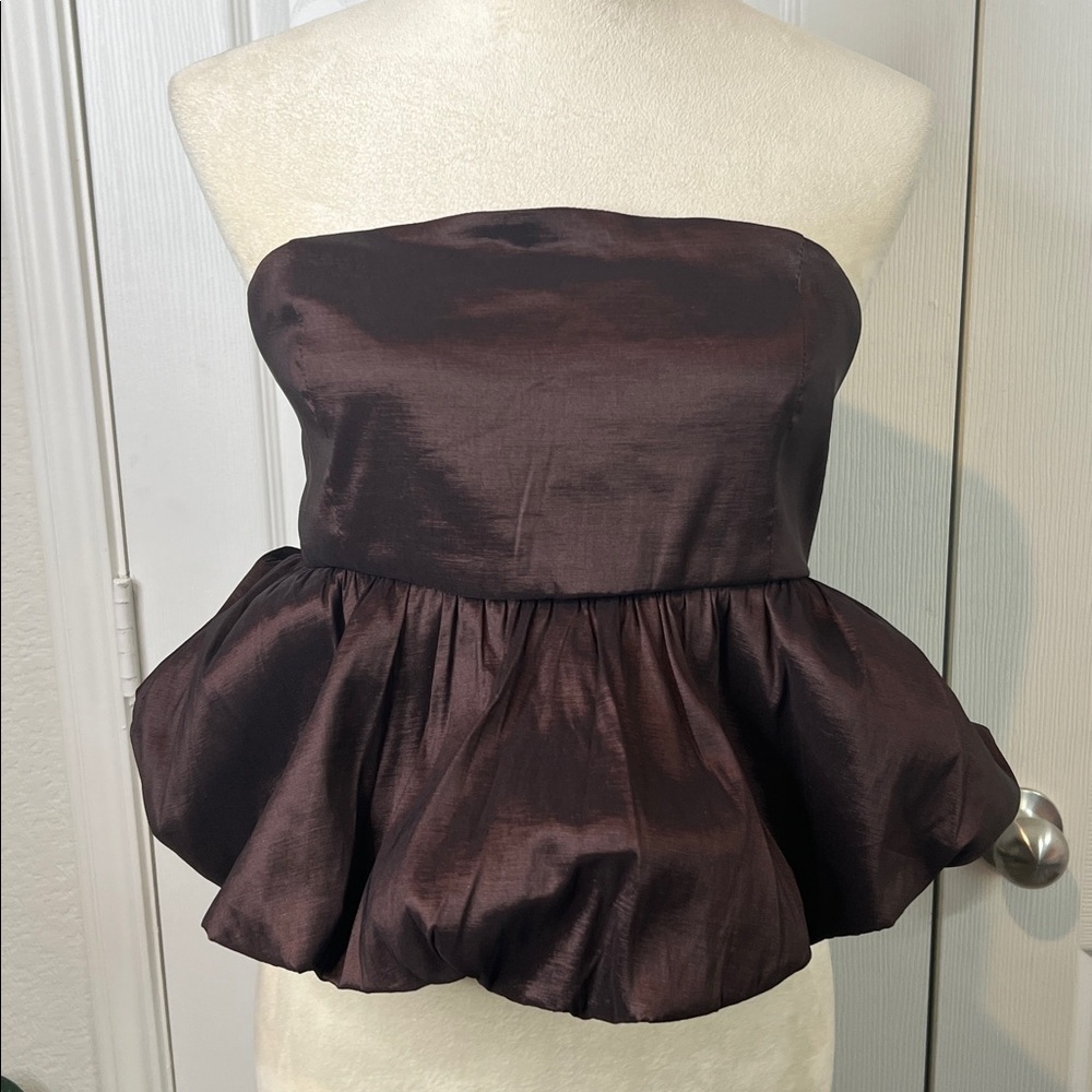 Francesca's Collection Strapless Bubble Hem Top